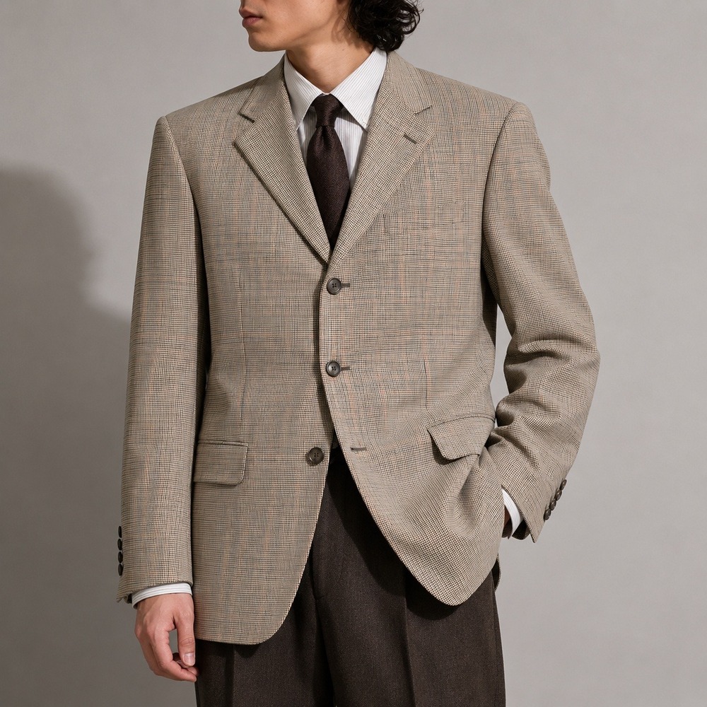 Jack Victor Sport Coat Houndstooth Windowpane Wool Blazer Men's 42L Classic